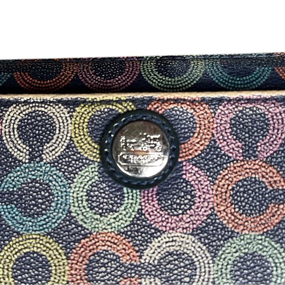 Coach Waverly Signature C Coated Canvas Accordion Zip Around Wallet, Navy Multi - Picture 3 of 12